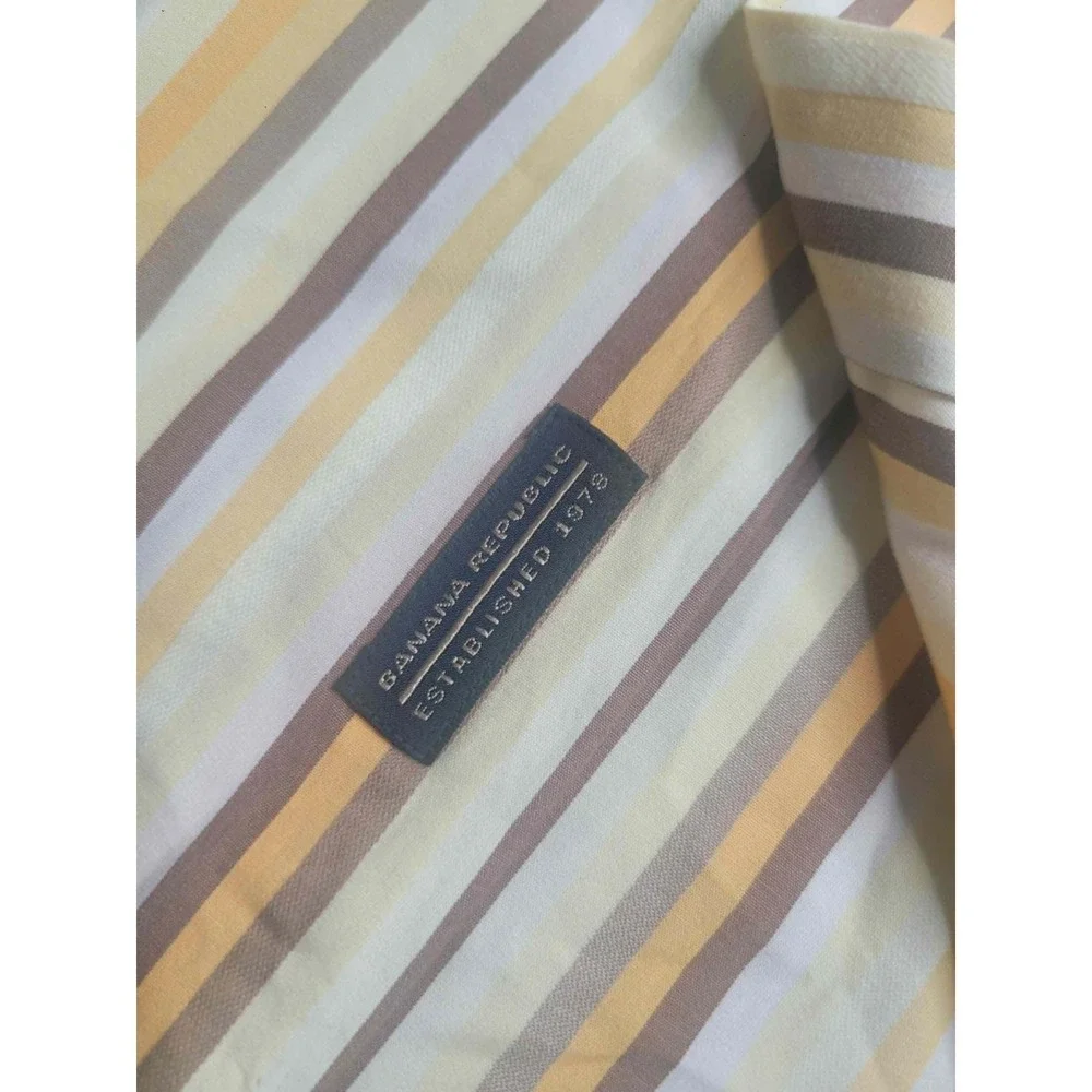 Banana Republic Long Sleeve Yellow Striped Button Down Shirt Mens XL 100% Cotton